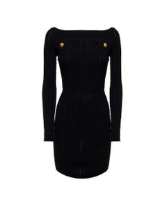 Balmain Woman's Knitted Black Dress With Cut Out Details